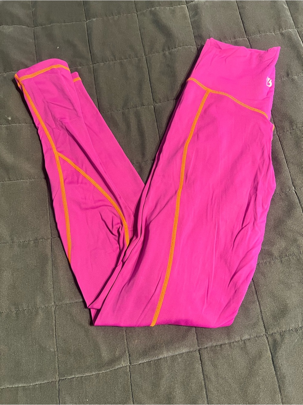 BuffBunny Hot Pink Leggings with Yellow Contrast Stitching